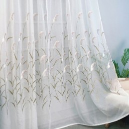 Modern Embroidered Tulle Curtains Reed Sheer Voile Living Room Bedroom