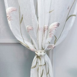 Modern Embroidered Tulle Curtains Reed Sheer Voile Living Room Bedroom