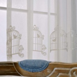 Breathable Sheer Curtain Made to Measure Curtain Bird Cage Embroidery Living Room