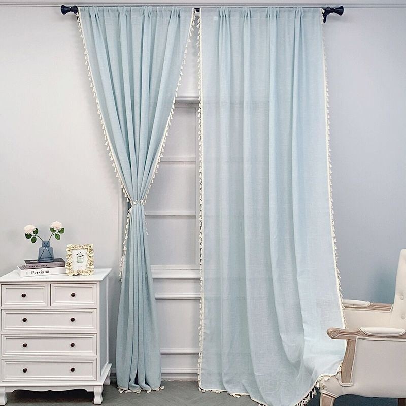 Solid Color Tulle Curtains Modern Sheer Voile Curtain Made to Measure Curtain Living Room