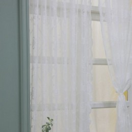 White Sheer Window Curtains Plant Voile Drapes For Living Room Bedroom