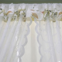 White Sheer Window Curtains Plant Voile Drapes For Living Room Bedroom