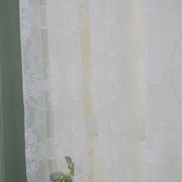 White Sheer Window Curtains Plant Voile Drapes For Living Room Bedroom