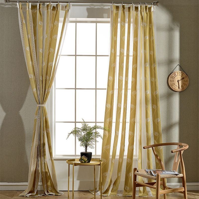 Mordern Voile Drapes Leaf Sheer Curtain Made to Measure Curtain For Bedroom Living Room
