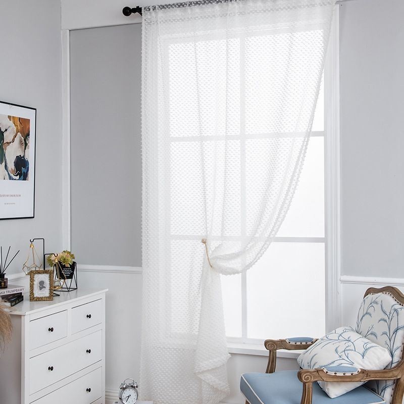 White Sheer Curtain Made to Measure Curtain Embossed Voile Draperies For Living Room Bedroom
