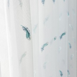 Feather Embroidered Sheer Curtain Made to Measure Curtain Minimalist Breathable Living Room Bedroom