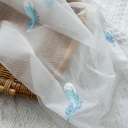 Feather Embroidered Sheer Curtain Made to Measure Curtain Minimalist Breathable Living Room Bedroom