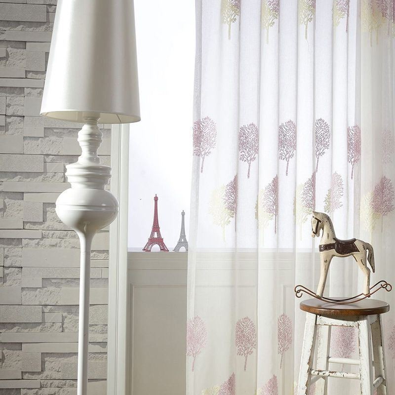 Nordic Sheer Curtain Made to Measure Curtain Trees Tulle For Living Room Bedroom