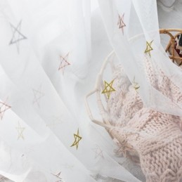 Upscale Embroidery Curtain Made to Measure Curtain Pentagram Pattern Sheer Living Room Bedroom