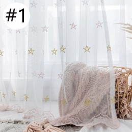 Upscale Embroidery Curtain Made to Measure Curtain Pentagram Pattern Sheer Living Room Bedroom