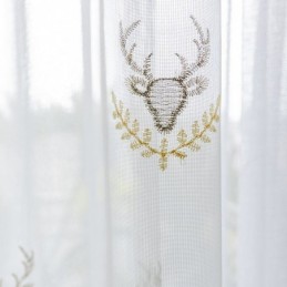 Classic Sheer Curtain Made to Measure Curtain Deer Embroidered Tulle Curtains For Living Room