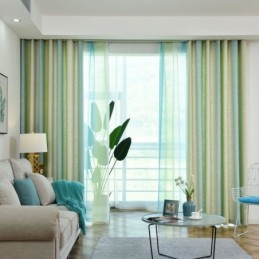 Simple Semi Blackout Curtain Made to Measure Curtain Colorful Stripes Printed Living Room