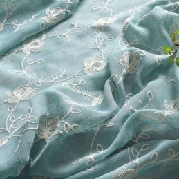 Embroidered Voile Drapes Plant Pattern Window Treatments For Living Room Bedroom Made to Measure Curtain