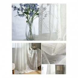 White Sheer Curtains Embroidered Windows Curtain Made to Measure Curtain Drapes Living Room Bedroom