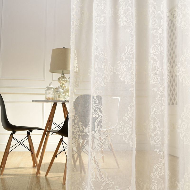 Embroidered Sheer Curtain Made to Measure Curtain White Decor Window Treatment Living Room Bedroom