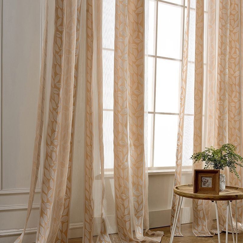 Leaf Jacquard Tulle Drapes Nordic Sheer Curtains For Living Room