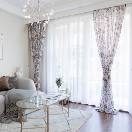Botanical Printed Curtain Made to Measure Curtain Tulle Sheer For Living Room Bedroom