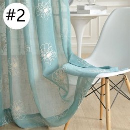 Embroidery Floral Sheer Voile Curtains Decorative Tulle For Living Room