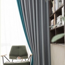 Nordic Patchwork Curtains Solid Color Blackout For Living Room