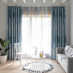 Bue Leaf Blackout Curtain...