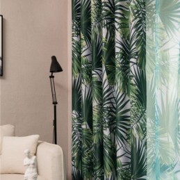 Tropical Printed Blackout Curtain Made to Measure Curtain Nordic Leaves Tulle For Bedroom