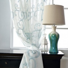 Breathable Sheer Curtain Made to Measure Curtain Auspicious Clouds Embroidery Living Room