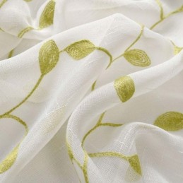 Rural Sheer Curtain Made to Measure Curtain Breathable Leaf Embroidery Living Room