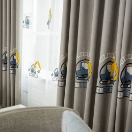 Cartoon Embroidered Curtain Made to Measure Curtain Drapes for Kids Room