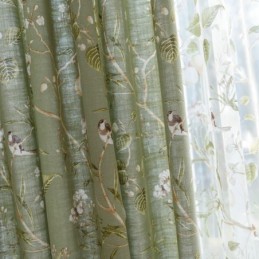 Cotton and Linen Blackout Curtain Made to Measure Curtain American Printing Breathable Window Panel Bedroom
