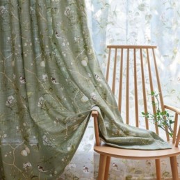 Cotton and Linen Blackout Curtain Made to Measure Curtain American Printing Breathable Window Panel Bedroom