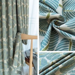 Modern Max Blackout Curtain Made to Measure Curtain Green Leaf Printed Bedroom