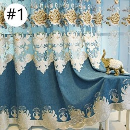 Chenille Curtain Made to Measure Curtain Embroidery Flower Window Treatment