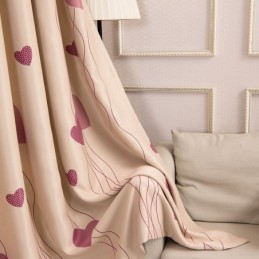 Heart Print Window Panel Room Darkening Curtains For Living Bedroom