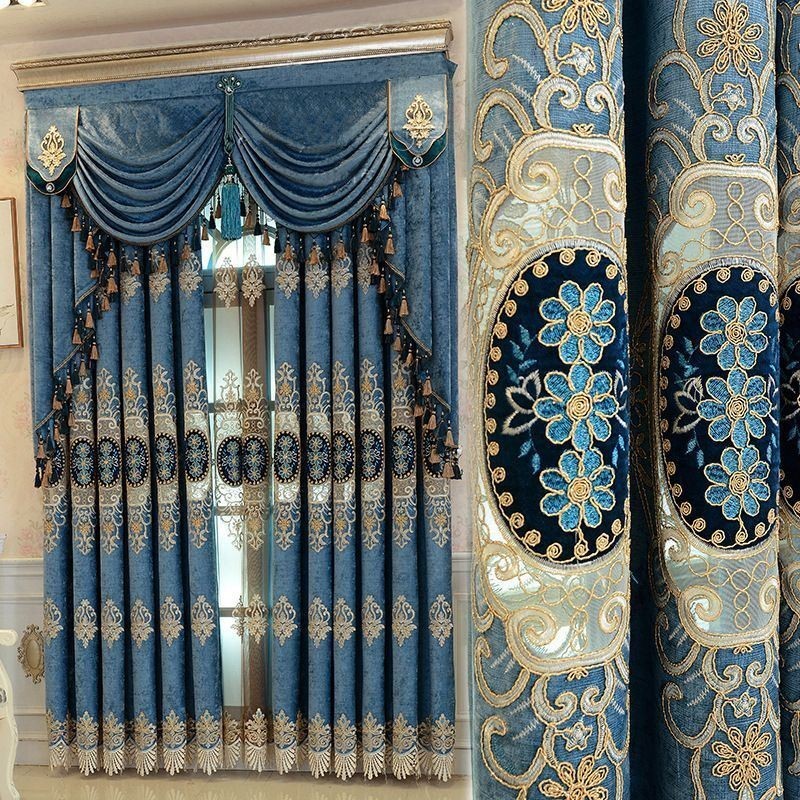 Luxury Curtain Made to Measure Curtain Chenille Flowers Embroidery