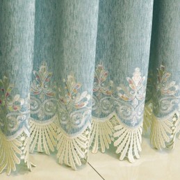 Chenille Curtain Made to Measure Curtain Europe Style Embroidery Flower Window Treatment