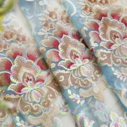 Chenille Curtain Made to Measure Curtain Europe Style Embroidery Flower Window Treatment