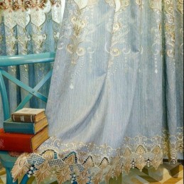 Chenille Curtain Made to Measure Curtain Europe Style Embroidery Flower Window Treatment