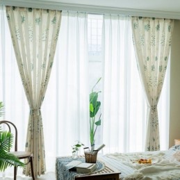 Tropical Printed Blackout Curtains Green Leaves Curtain Made to Measure Curtain For Bedroom