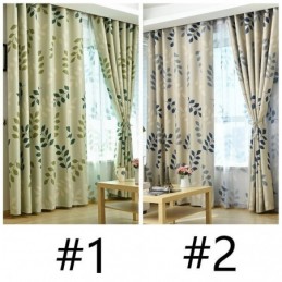 Pastoral Leaf Printed Blackout Curtains Window Treatments For Living Room