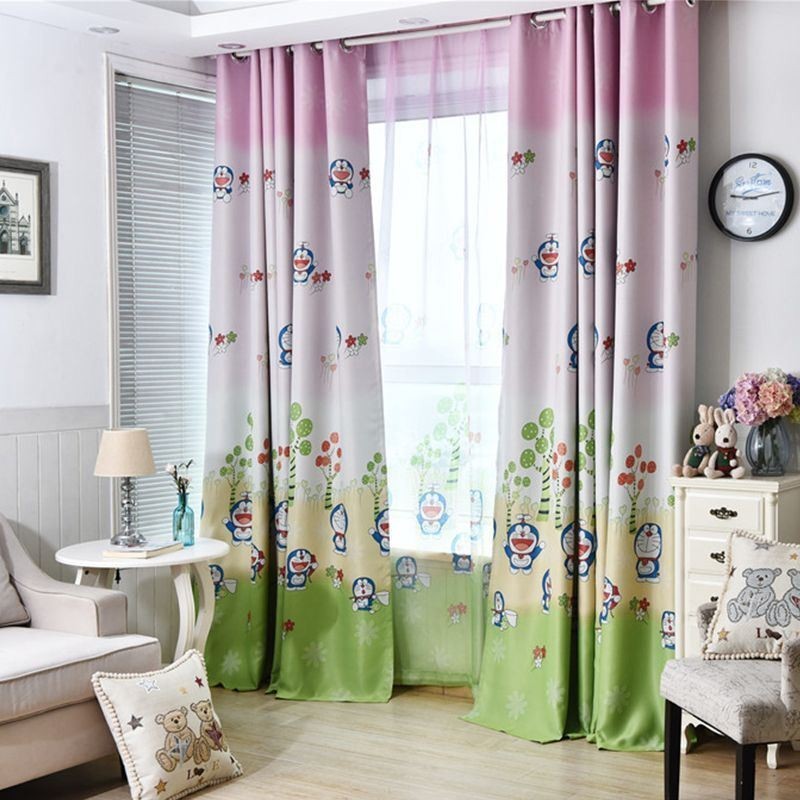 Doraemon Printed Blackout Curtain Made to Measure Curtain Window Drapes For Children Room