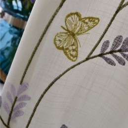 Nordic White Semi Blackout Curtains Butterfly Flower Curtain Made to Measure Curtain Drape For Living Room