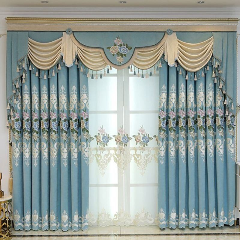 Home Curtain Made to Measure Curtain European Style Floral Embroidery