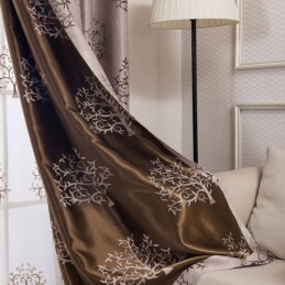 Modern Blackout Curtains Tree Jacquard Shade Fabric Drapes