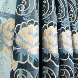 Chenille Curtain Made to Measure Curtain European Style Floral Embroidery