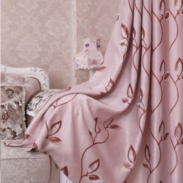 Leaf Printed Blackout Curtains Fabric For Living Room