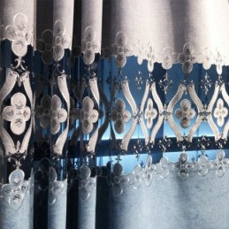 Chenille Curtain Made to Measure Curtain European Style Floral Embroidery