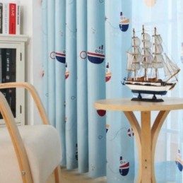 Kids Cartoon Ship Pattern Printed Curtains Blackout Curtain Made to Measure Curtain For Children Bedroom