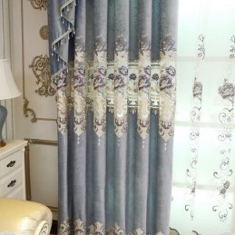 Home Curtain Made to Measure Curtain Italian Velvet Floral Embroidery