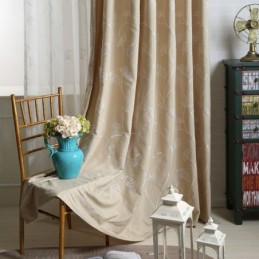 Nordic Curtain Made to Measure Curtain Cotton Leaf Embroidery