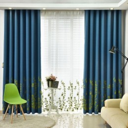 Modern Curtain Made to Measure Curtain Fresh Plant Pattern Velvet Hemp